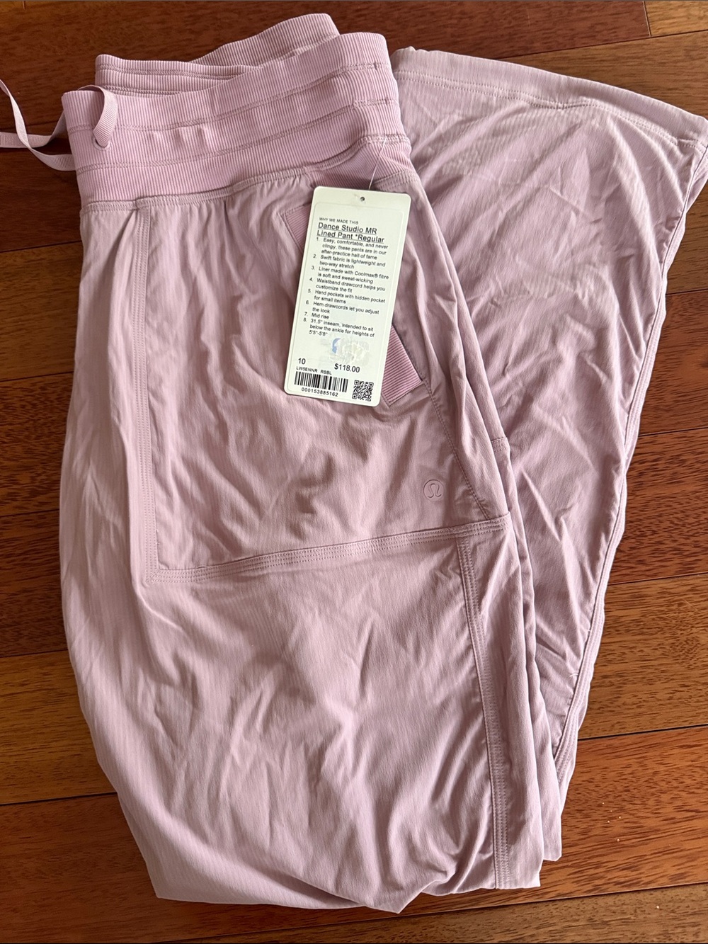 Lululemon dance, studio midrise lined pants new with tag size 10